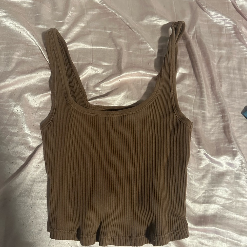 Old Navy Brown Ribbed Crop Tank Top